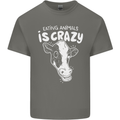 Eating Animals Is Crazy Vegetarian Vegan Mens Cotton T-Shirt Tee Top Charcoal