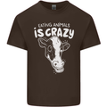 Eating Animals Is Crazy Vegetarian Vegan Mens Cotton T-Shirt Tee Top Dark Chocolate