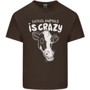 Eating Animals Is Crazy Vegetarian Vegan Mens Cotton T-Shirt Tee Top Dark Chocolate