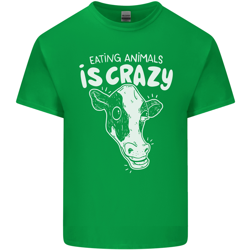 Eating Animals Is Crazy Vegetarian Vegan Mens Cotton T-Shirt Tee Top Irish Green