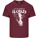 Eating Animals Is Crazy Vegetarian Vegan Mens Cotton T-Shirt Tee Top Maroon