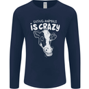 Eating Animals Is Crazy Vegetarian Vegan Mens Long Sleeve T-Shirt Navy Blue
