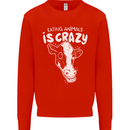 Eating Animals Is Crazy Vegetarian Vegan Mens Sweatshirt Jumper Bright Red