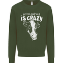Eating Animals Is Crazy Vegetarian Vegan Mens Sweatshirt Jumper Forest Green