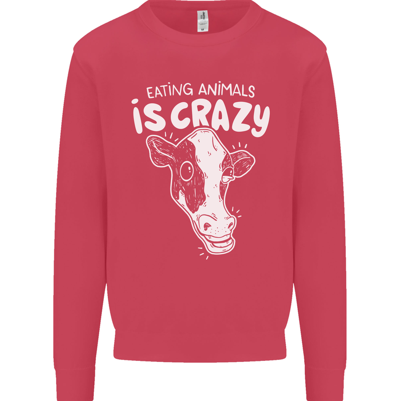 Eating Animals Is Crazy Vegetarian Vegan Mens Sweatshirt Jumper Heliconia