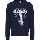 Eating Animals Is Crazy Vegetarian Vegan Mens Sweatshirt Jumper Navy Blue