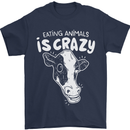 Eating Animals Is Crazy Vegetarian Vegan Mens T-Shirt 100% Cotton Navy Blue