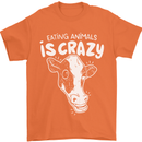 Eating Animals Is Crazy Vegetarian Vegan Mens T-Shirt 100% Cotton Orange