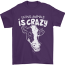 Eating Animals Is Crazy Vegetarian Vegan Mens T-Shirt 100% Cotton Purple