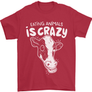 Eating Animals Is Crazy Vegetarian Vegan Mens T-Shirt 100% Cotton Red