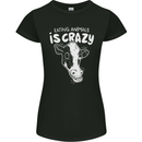 Eating Animals Is Crazy Vegetarian Vegan Womens Petite Cut T-Shirt Black