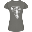 Eating Animals Is Crazy Vegetarian Vegan Womens Petite Cut T-Shirt Charcoal