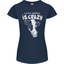 Eating Animals Is Crazy Vegetarian Vegan Womens Petite Cut T-Shirt Navy Blue