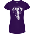 Eating Animals Is Crazy Vegetarian Vegan Womens Petite Cut T-Shirt Purple