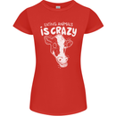 Eating Animals Is Crazy Vegetarian Vegan Womens Petite Cut T-Shirt Red