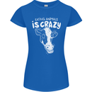 Eating Animals Is Crazy Vegetarian Vegan Womens Petite Cut T-Shirt Royal Blue