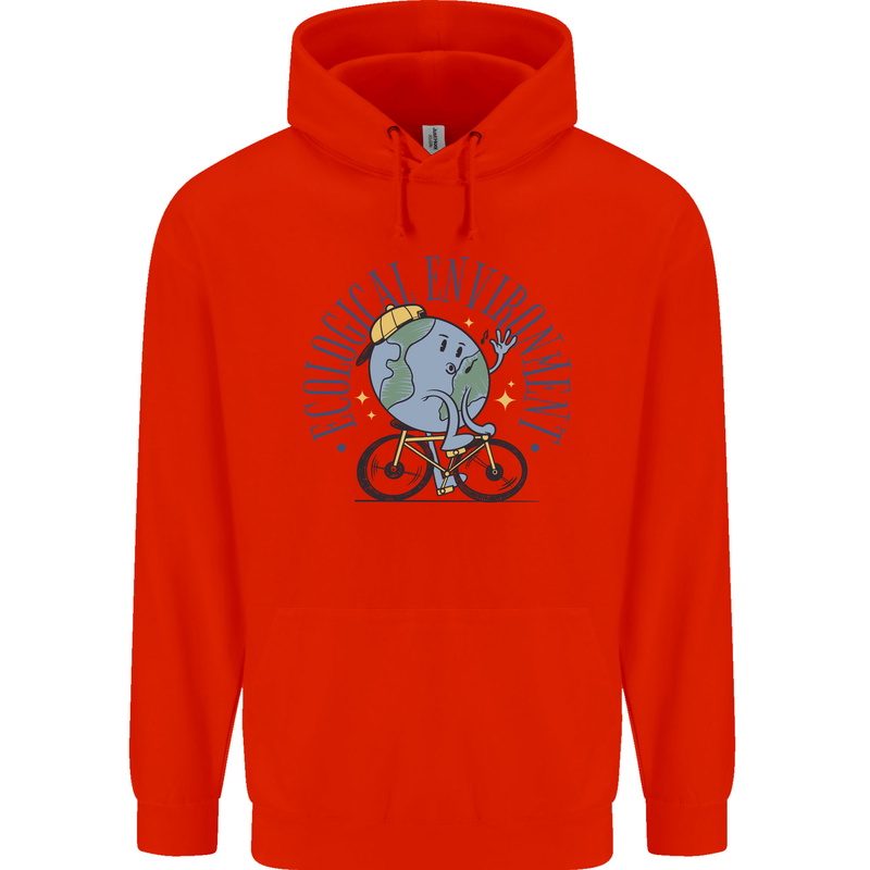 Ecological Environment Climate Change Cycling Mens 80% Cotton Hoodie Bright Red