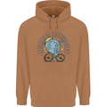 Ecological Environment Climate Change Cycling Mens 80% Cotton Hoodie Caramel Latte