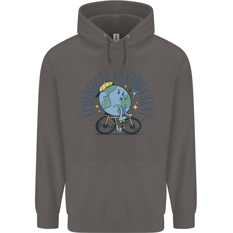 Ecological Environment Climate Change Cycling Mens 80% Cotton Hoodie Charcoal