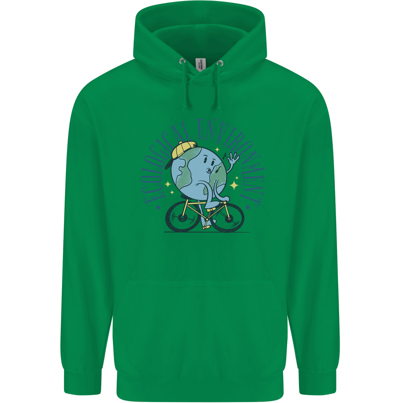 Ecological Environment Climate Change Cycling Mens 80% Cotton Hoodie Irish Green