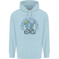 Ecological Environment Climate Change Cycling Mens 80% Cotton Hoodie Light Blue