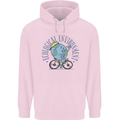 Ecological Environment Climate Change Cycling Mens 80% Cotton Hoodie Light Pink