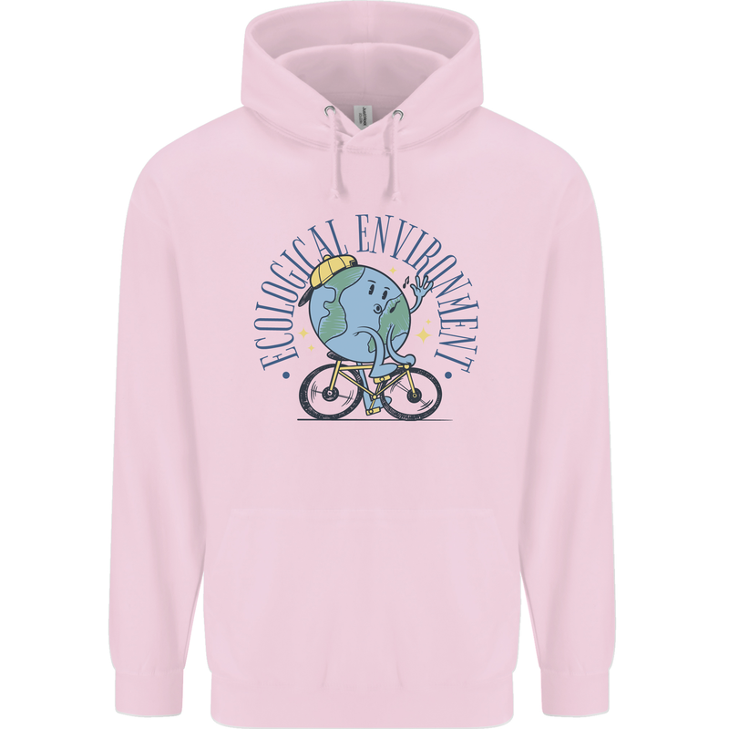 Ecological Environment Climate Change Cycling Mens 80% Cotton Hoodie Light Pink