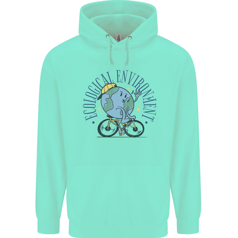 Ecological Environment Climate Change Cycling Mens 80% Cotton Hoodie Peppermint