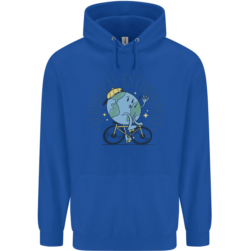 Ecological Environment Climate Change Cycling Mens 80% Cotton Hoodie Royal Blue