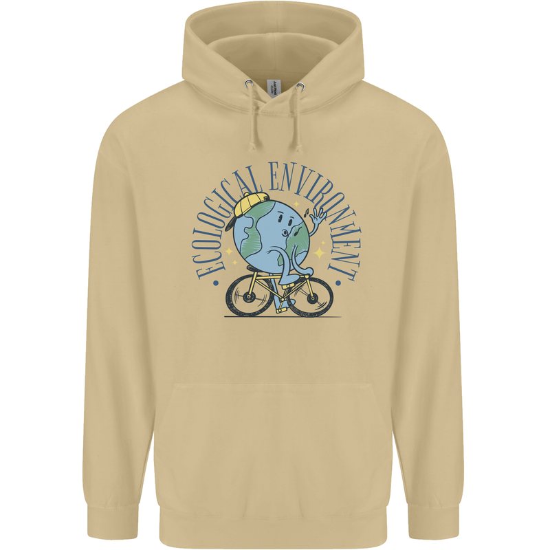 Ecological Environment Climate Change Cycling Mens 80% Cotton Hoodie Sand