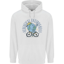 Ecological Environment Climate Change Cycling Mens 80% Cotton Hoodie White