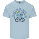 Ecological Environment Climate Change Cycling Mens Cotton T-Shirt Tee Top Light Blue