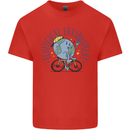 Ecological Environment Climate Change Cycling Mens Cotton T-Shirt Tee Top Red