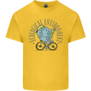 Ecological Environment Climate Change Cycling Mens Cotton T-Shirt Tee Top Yellow