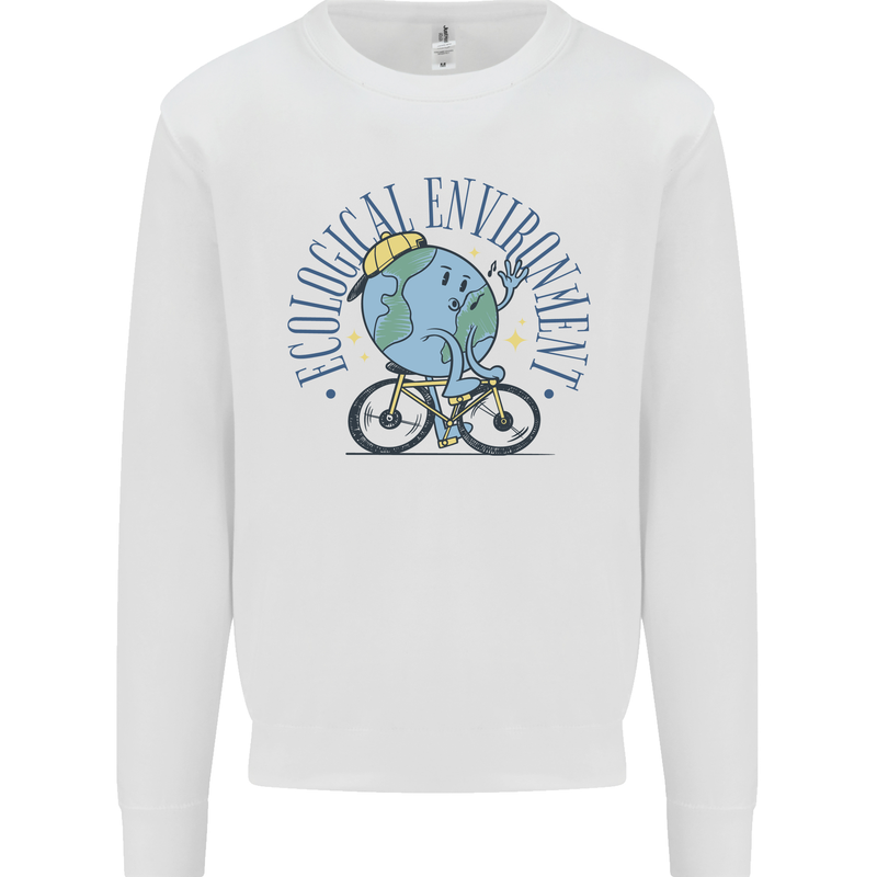 Ecological Environment Climate Change Cycling Mens Sweatshirt Jumper White