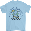 Ecological Environment Climate Change Cycling Mens T-Shirt 100% Cotton Light Blue