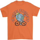Ecological Environment Climate Change Cycling Mens T-Shirt 100% Cotton Orange