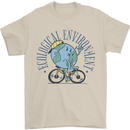 Ecological Environment Climate Change Cycling Mens T-Shirt 100% Cotton Sand