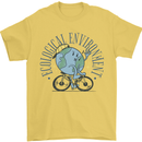 Ecological Environment Climate Change Cycling Mens T-Shirt 100% Cotton Yellow