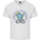 Ecological Environment Climate Change Cycling Mens V-Neck Cotton T-Shirt White