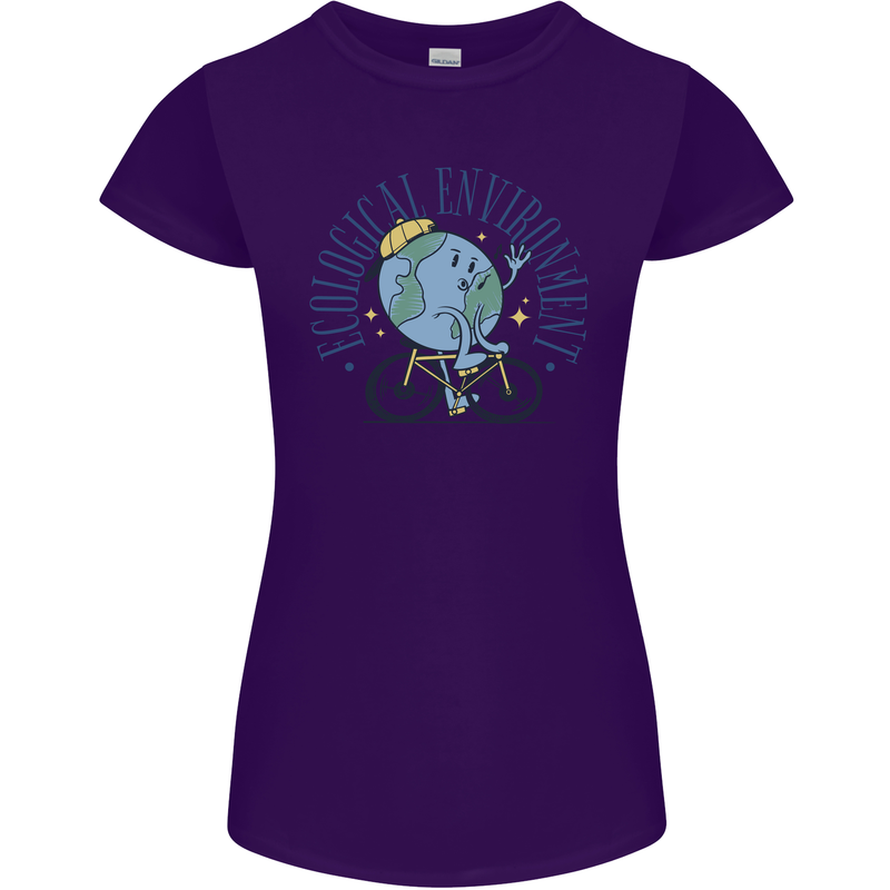 Ecological Environment Climate Change Cycling Womens Petite Cut T-Shirt Purple