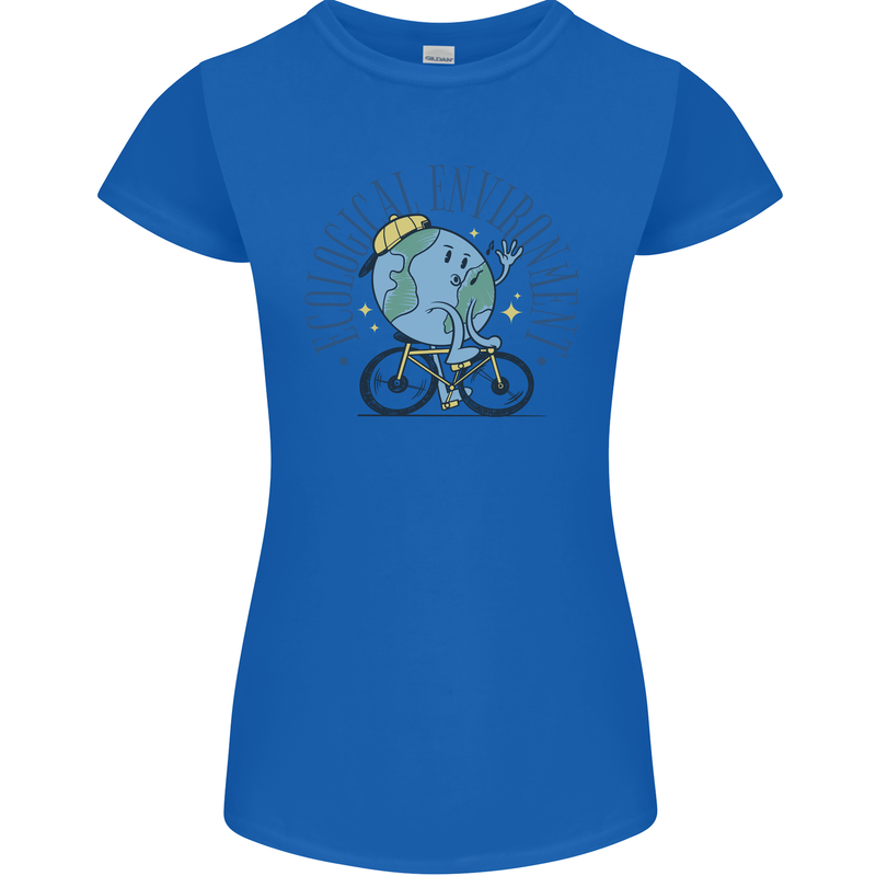 Ecological Environment Climate Change Cycling Womens Petite Cut T-Shirt Royal Blue