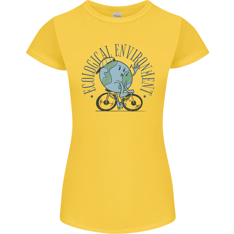 Ecological Environment Climate Change Cycling Womens Petite Cut T-Shirt Yellow