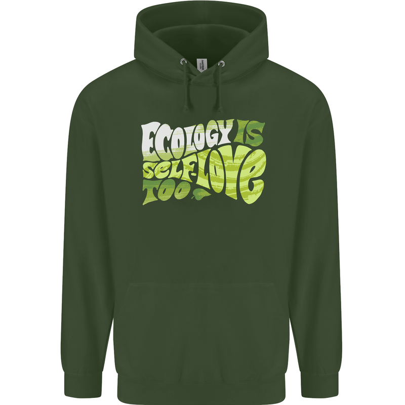 Ecology is Self-Love Climate Change Childrens Kids Hoodie Forest Green