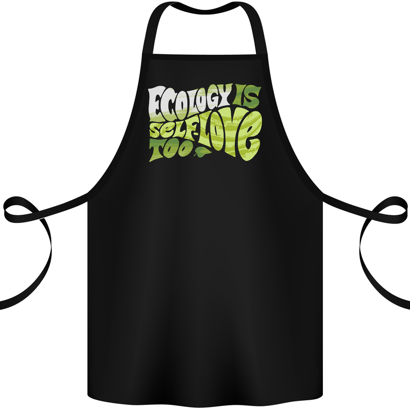Ecology is Self-Love Climate Change Cotton Apron 100% Organic Black