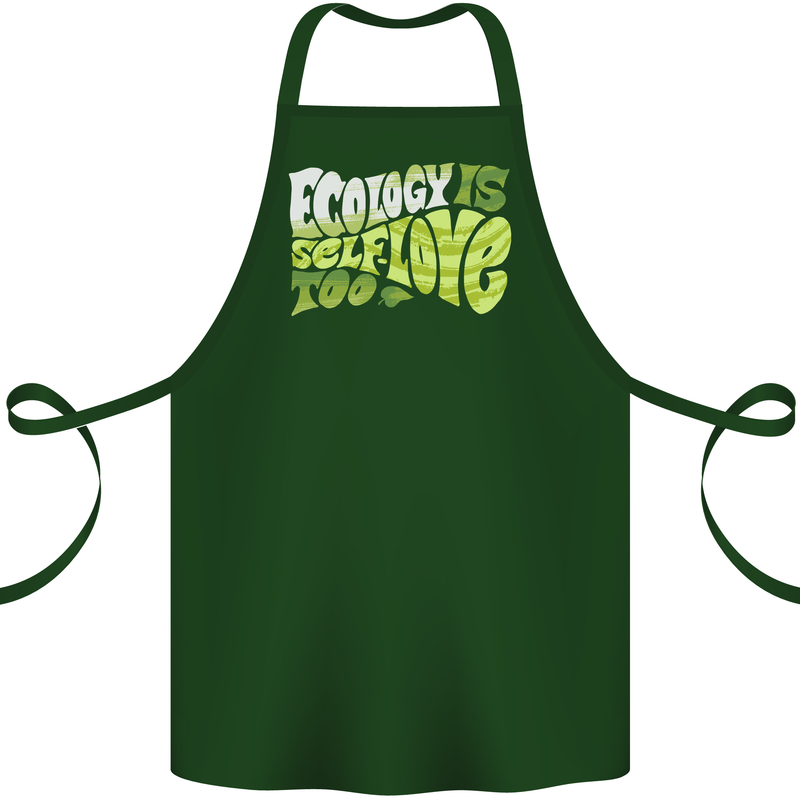 Ecology is Self-Love Climate Change Cotton Apron 100% Organic Forest Green