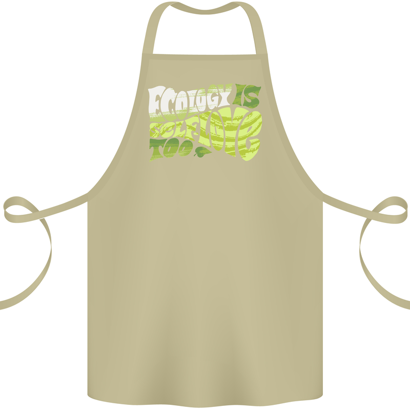 Ecology is Self-Love Climate Change Cotton Apron 100% Organic Khaki