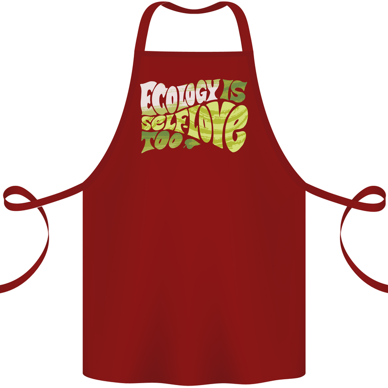 Ecology is Self-Love Climate Change Cotton Apron 100% Organic Maroon