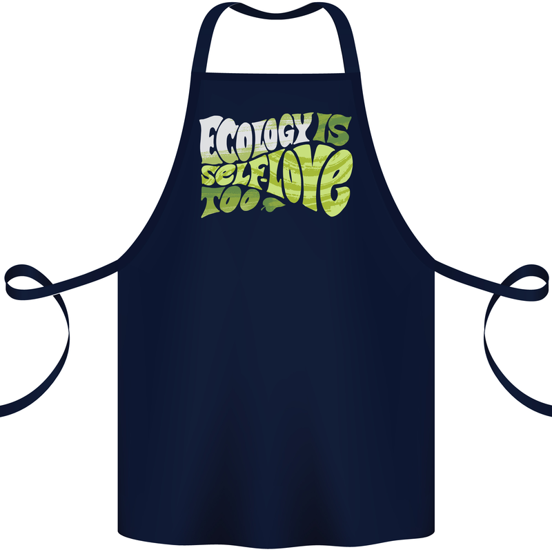Ecology is Self-Love Climate Change Cotton Apron 100% Organic Navy Blue