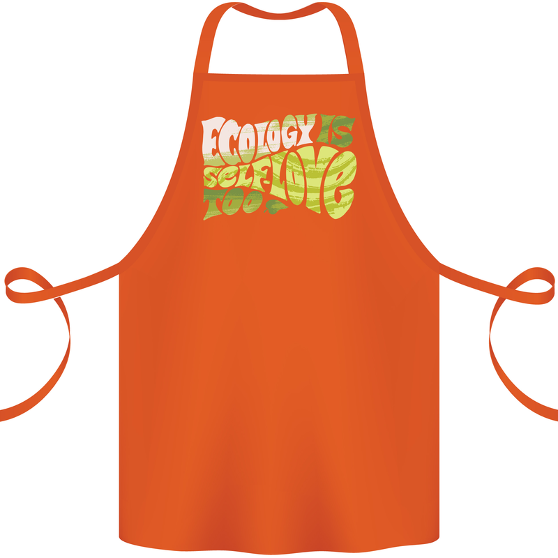 Ecology is Self-Love Climate Change Cotton Apron 100% Organic Orange
